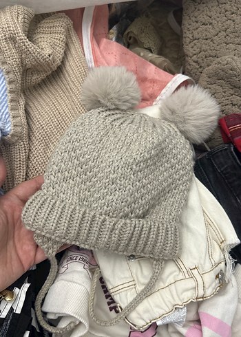 Vizon İpli Çocuk Bere İki Ponponlu 0-6 ay - Görsel 2