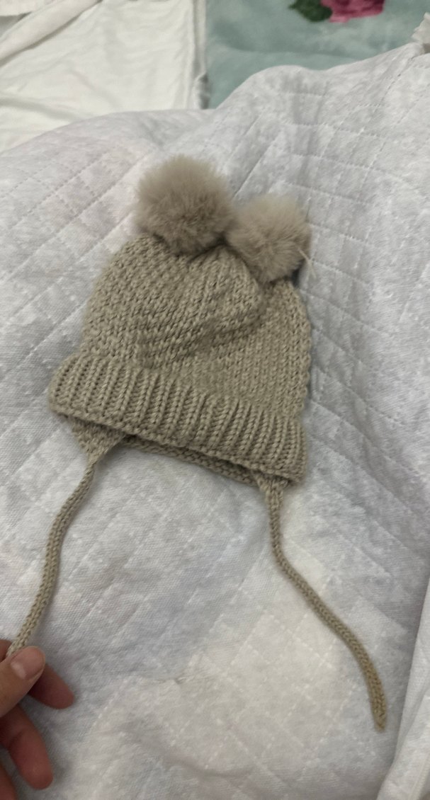 Vizon İpli Çocuk Bere İki Ponponlu 0-6 ay - Görsel 4