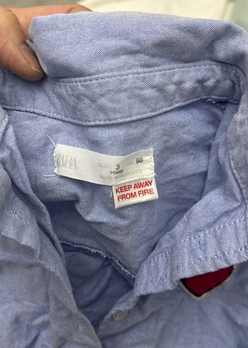 Zara takım Uzun Kollu Nakışlı Mavi Kız Gömleği ve eteği - Görsel 3