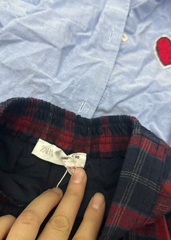 Zara takım Uzun Kollu Nakışlı Mavi Kız Gömleği ve eteği - Görsel 5