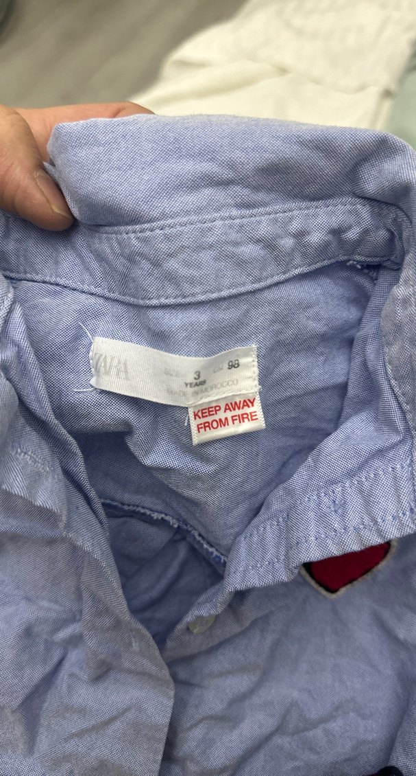 Zara takım Uzun Kollu Nakışlı Mavi Kız Gömleği ve eteği - Görsel 3