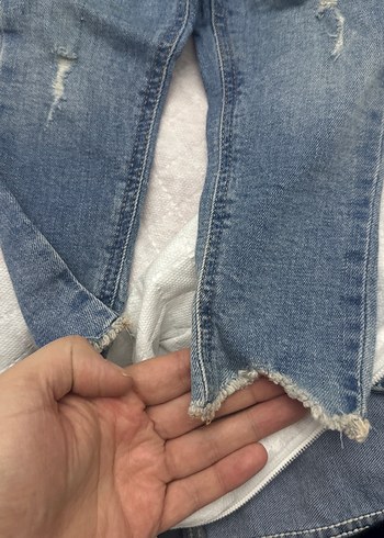 Zara Düğmeli dar Kesim Mavi Kot Pantolon - Görsel 4