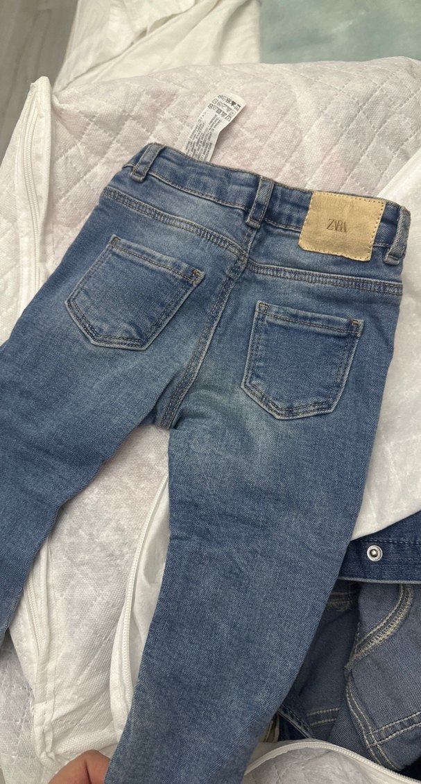 Zara Düğmeli dar Kesim Mavi Kot Pantolon - Görsel 2