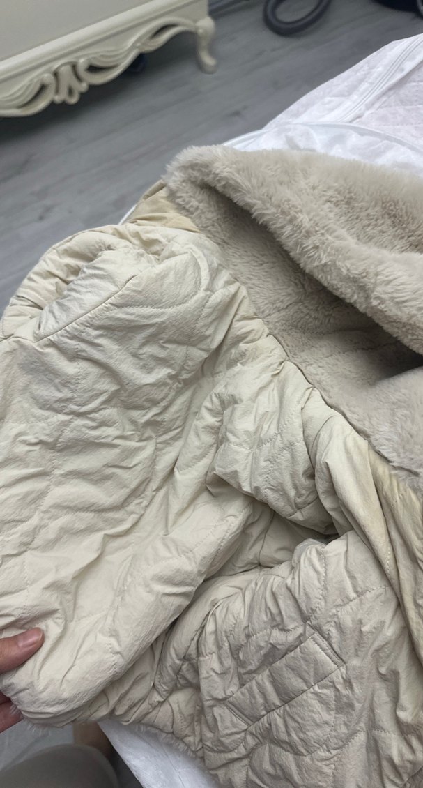 Zara Bebek için Kapüşonlu Bej Peluş Mont - Görsel 2