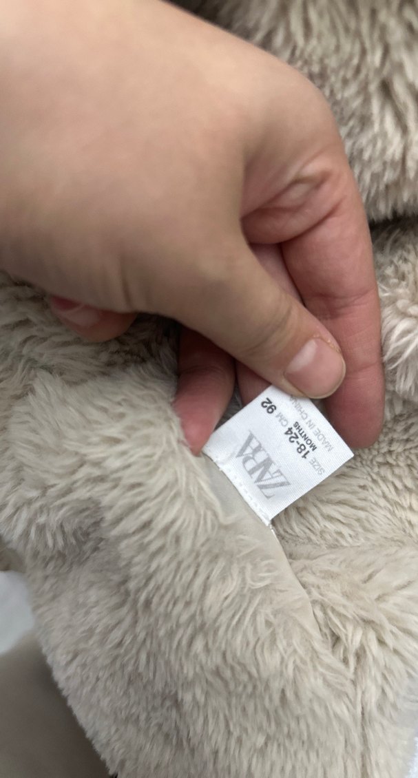 Zara Bebek için Kapüşonlu Bej Peluş Mont - Görsel 3