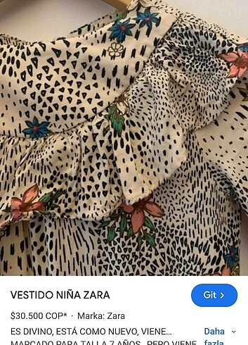 6 Yaş Beden Zara kiz cocuk elbise