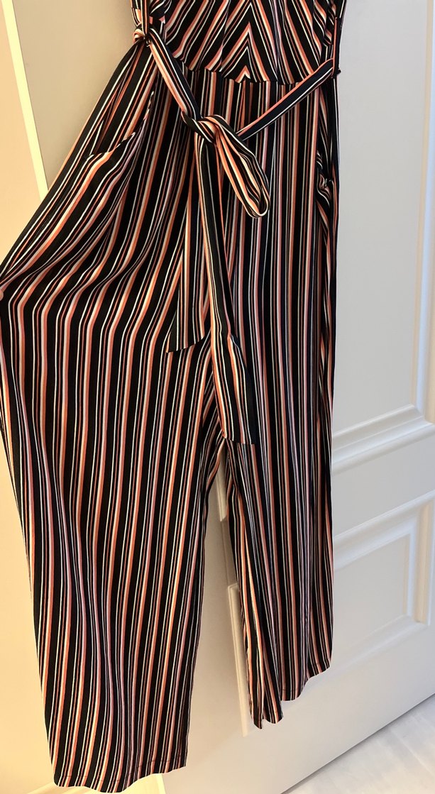 Kadın Kahverengi Çizgili Uzun Tulum - Görsel 2