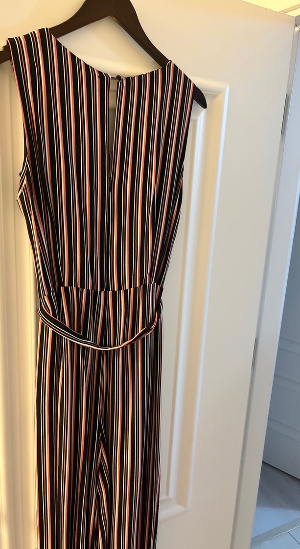 Kadın Kahverengi Çizgili Uzun Tulum - Görsel 4