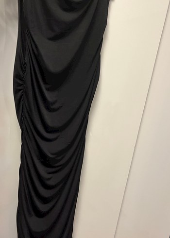 Siyah Drapeli Kadın Uzun Elbise - Görsel 3