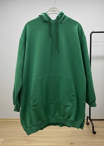 Kadın Yeşil Kapüşonlu Salaş Sweatshirt