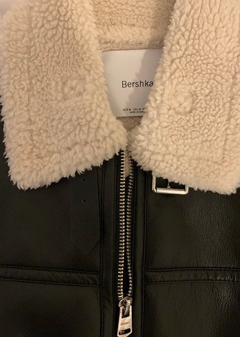 Siyah,Deri,İçi Yün Detaylı,Kemerli Biker Ceket - Görsel 3