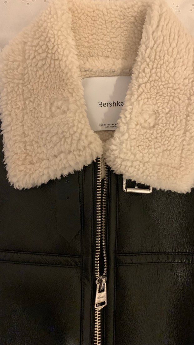 Siyah,Deri,İçi Yün Detaylı,Kemerli Biker Ceket - Görsel 3