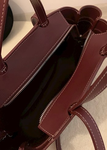 Çift Askılı,Fermuarlı,Bordo,Kadın Çanta - Görsel 2