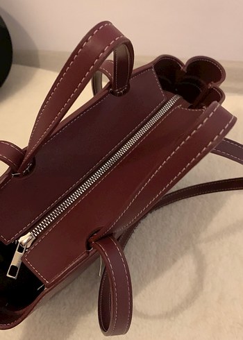 Çift Askılı,Fermuarlı,Bordo,Kadın Çanta - Görsel 3