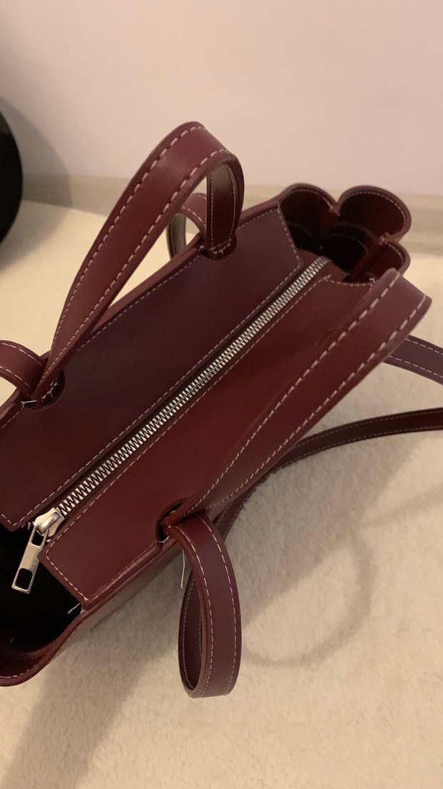 Çift Askılı,Fermuarlı,Bordo,Kadın Çanta - Görsel 3