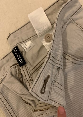 Bej Renk,Kahverengi Dikiş Detaylı,Kadın Kargo Jean - Görsel 2