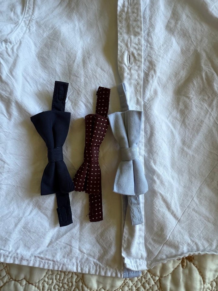 Düğmeli Beyaz Pamuklu Çocuk Gömleği ve 3 adet Papyon - Görsel 3