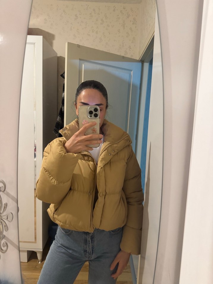 Camel Renkli Şişme Kadın Mont - Görsel 2