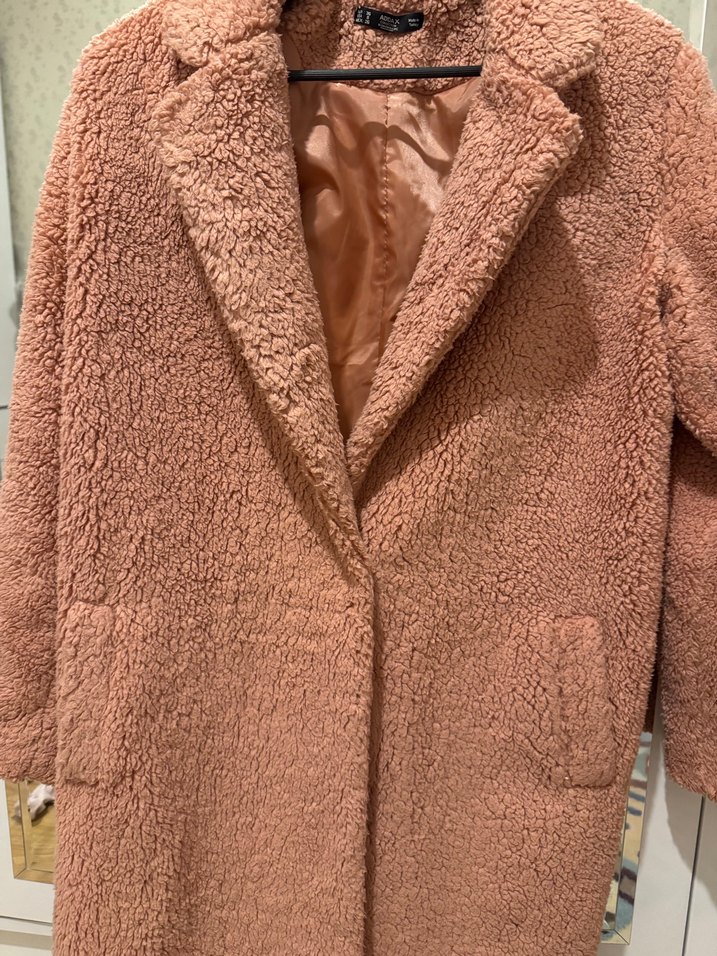 Gülkurusu Midi Peluş Kadın Kaban - Görsel 2