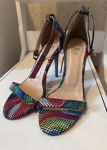 Renkli Yılan Desenli Stiletto Topuklu Kadın Ayakkabı - Görsel 5