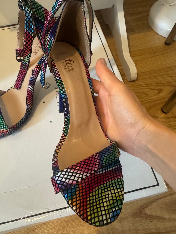 Renkli Yılan Desenli Stiletto Topuklu Kadın Ayakkabı - Görsel 2