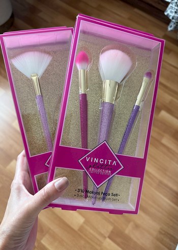 Sephora Vincita 3'lü Pembe Makyaj Fırça Seti