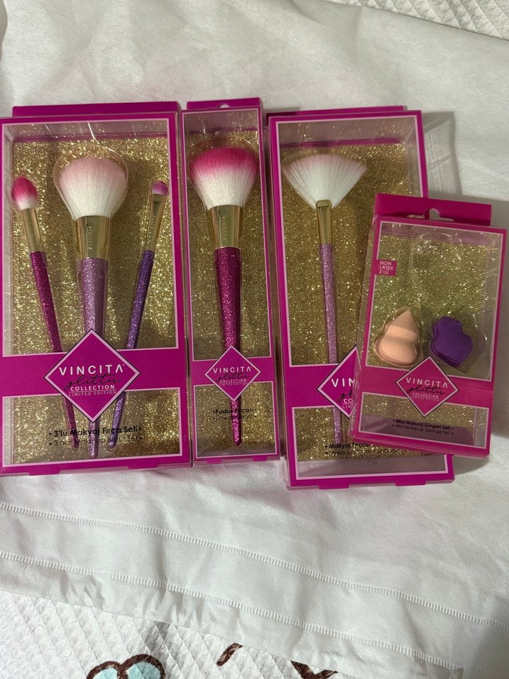 Vincita 3'lü Pembe Makyaj Fırça Seti - Görsel 3