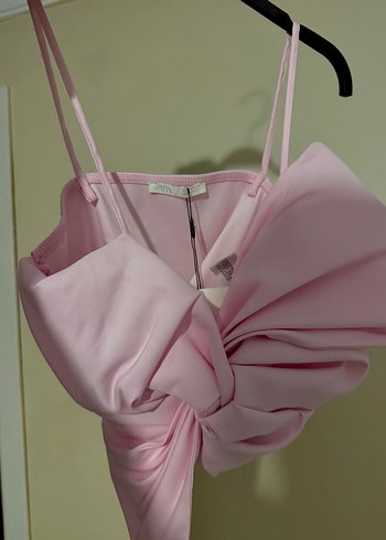 Pembe Drapeli İnce Askılı Mini Bustiyer