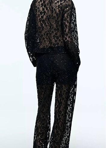 xs Beden siyah Renk Zara parlak dantelli pantolon