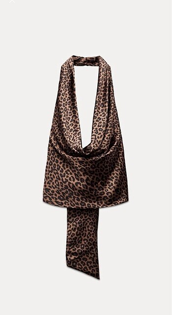 Zara Drape saten halter yaka bluz