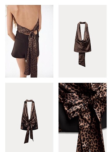 xs Beden Drape saten halter yaka bluz