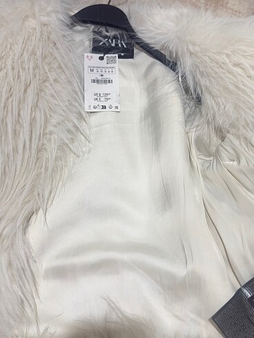 m Beden beyaz Renk Zara peluş kürk mont