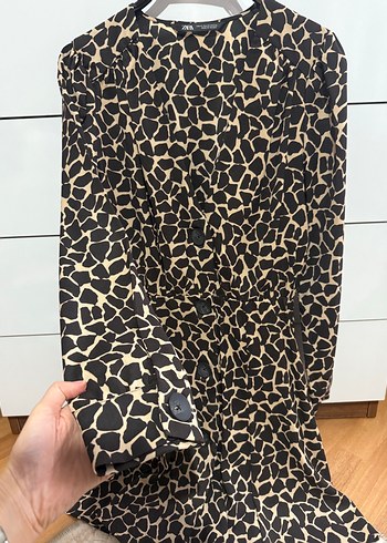 Zebra Desenli Uzun Kollu Mini Elbise - Görsel 10