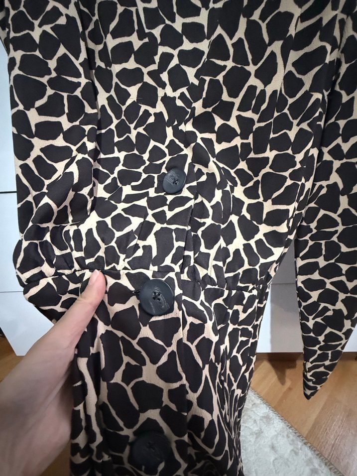 Zebra Desenli Uzun Kollu Mini Elbise - Görsel 2