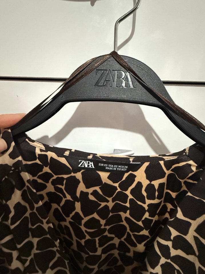 Zebra Desenli Uzun Kollu Mini Elbise - Görsel 4