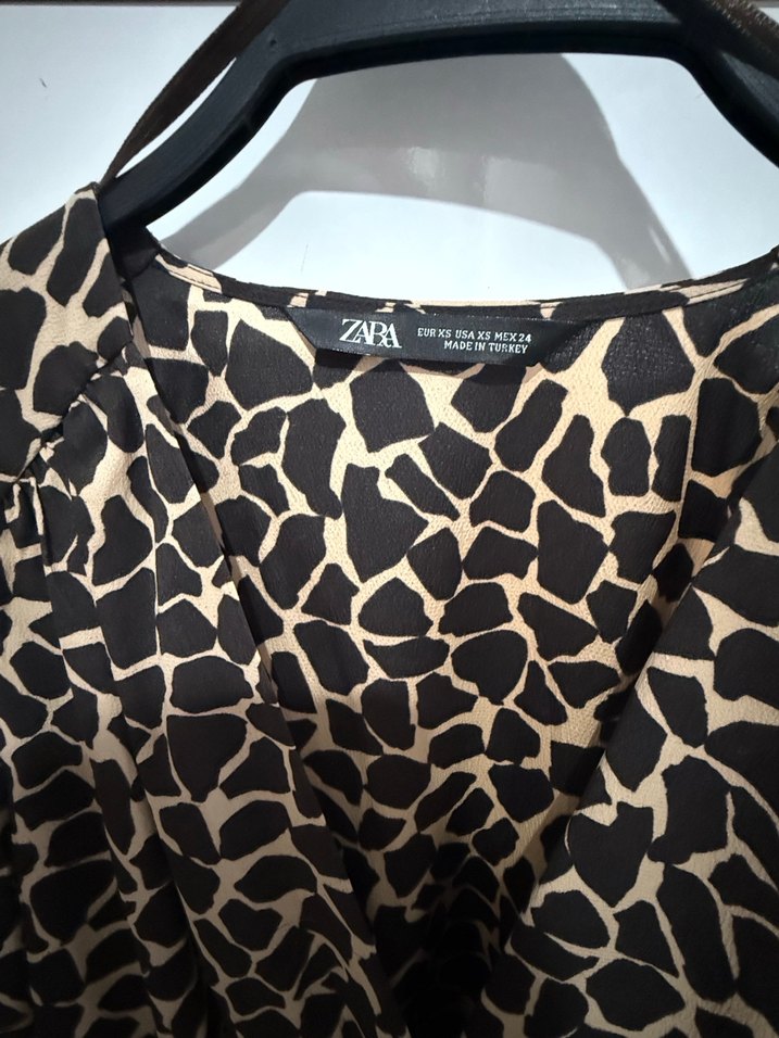 Zebra Desenli Uzun Kollu Mini Elbise - Görsel 5