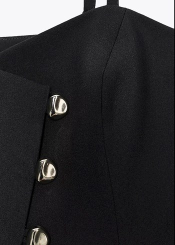 Düğmeli Siyah  Bustiyer Top - Görsel 5