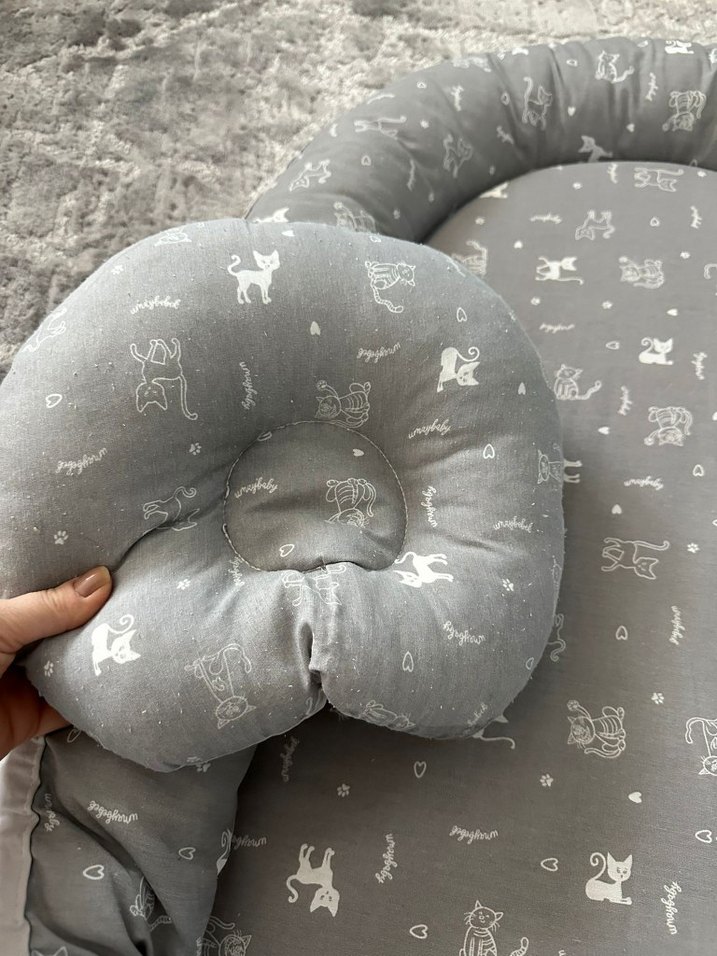 Gri Desenli Çocuk Uyku Yatağı ve Yastığı - Görsel 3