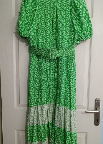 Yeşil Bohem Uzun Elbise - Görsel 4