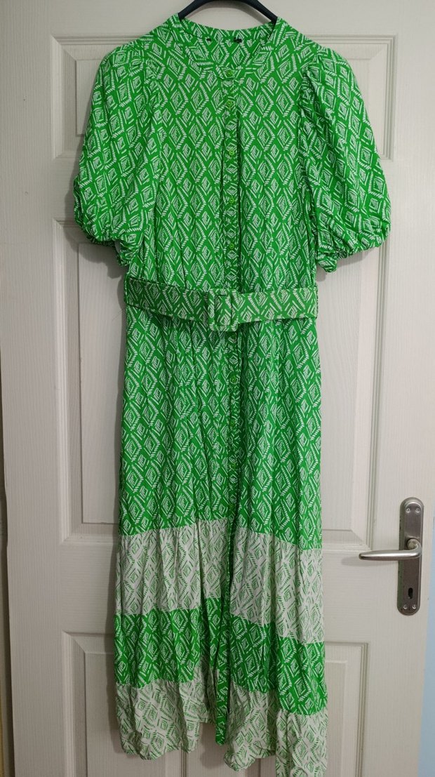 Yeşil Bohem Uzun Elbise - Görsel 4