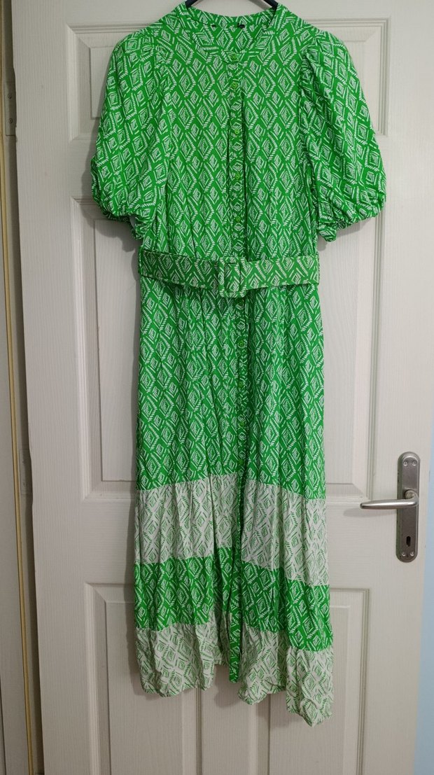 Yeşil Bohem Uzun Elbise - Görsel 2