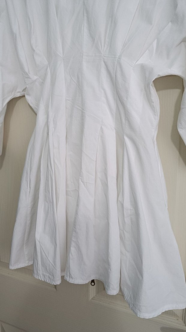 Beyaz Mini Poplin Elbise - Görsel 4