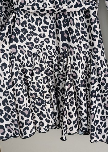 Leopar Desenli Kemerli Mini Elbise - Görsel 9