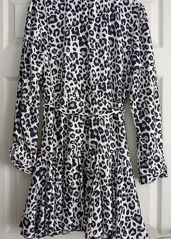 Leopar Desenli Kemerli Mini Elbise - Görsel 4