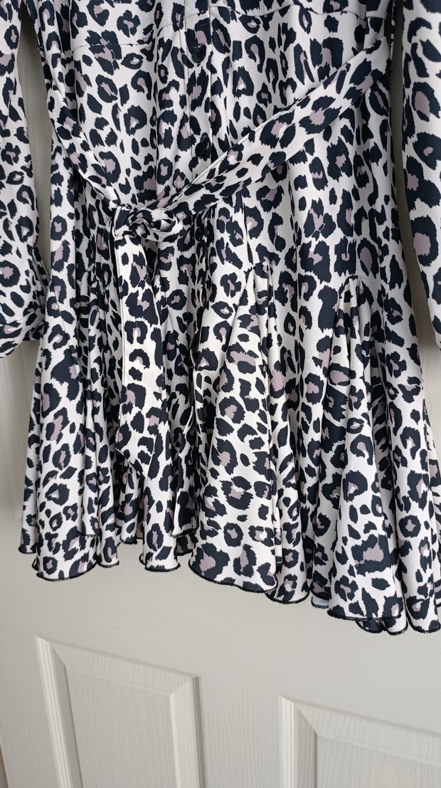 Leopar Desenli Kemerli Mini Elbise - Görsel 5