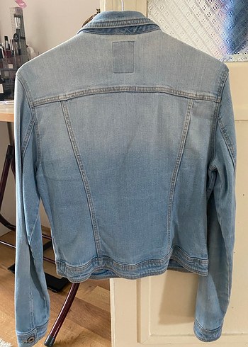 Düğmeli Mavi Kadın Denim Ceket - Görsel 3