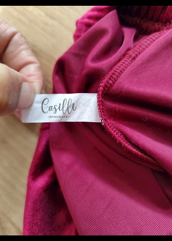 Kırmızı Dantelli Kadın Mini kadife Pijama Takımı - Görsel 5