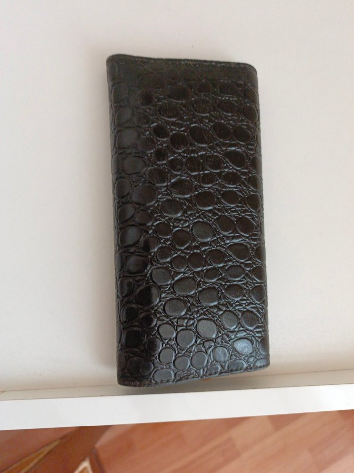 Siyah Deri Yılan Desenli Kadın Cüzdanı - Görsel 2