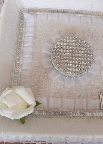 Gelinlik Dantel Detaylı Beyaz Vintage Düğün/söz Tepsisi