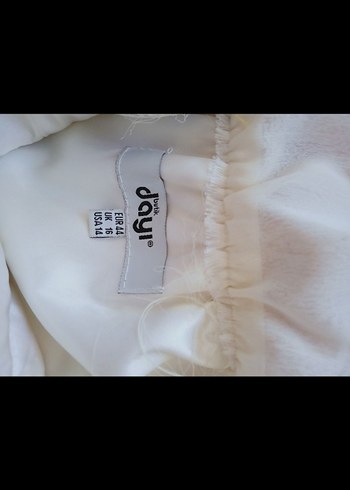 Beyaz Nakışlı Drapeli Uzun vintage Abiye Elbise - Görsel 4